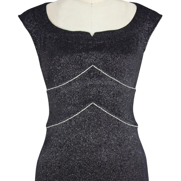 Art Deco Velvet Glitter Gown Black - Picture 5 of 12